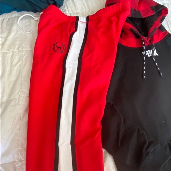 PINK VS Sherpa lined campus hoodie boyfriend pant red buffalo check 2018 - Picture 6 of 16
